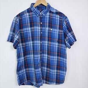 Mountain Hardware Minorca Button Down Shirt Mens Size L Blue Crag Plaid‎ Casual